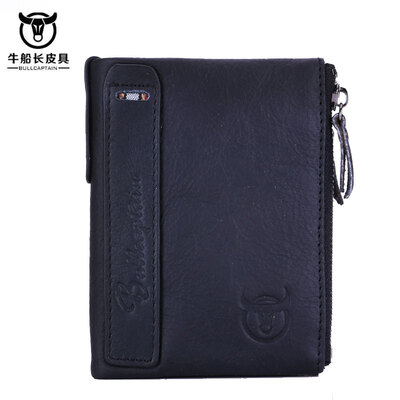 

BULL CAPTAIN Vintage BIFOLD бренд кожа MEN кошельки коровьей молнии КОРОТКИЙ денежный кошелек hasp держатель карты маленький кошелек для монет # QB06