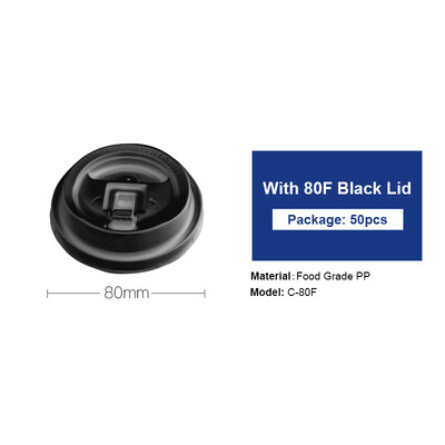 

OTOR Cup Cover 50pcs Disposable PP Plastic 80mm 89mm Clear White Black Lid for Paper Cup Cold Drink Milk Tea Switch Cover