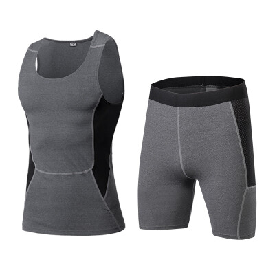 

Running Set Dry Sport Suit Sleeveless T-Shirt Vest Shorts Gym MenS Sportswear