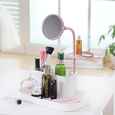 

Yimei home products emc bathroom vanity mirror cosmetics storage box multi-function desktop vanity mirror YM-9211 set