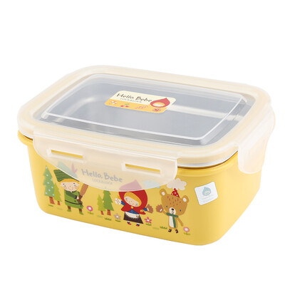 

Lock & Lock LOCK & LOCK newborn bowl childrens stainless steel cutlery with lid storage box cartoon food supplement bowl baby lunch box yellow HBB512