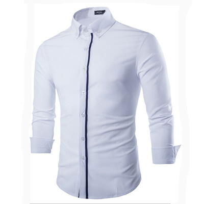 

Zogaa Fashion Contrast Color Pure Cotton Casual Slim Long Sleeve Mens Shirt