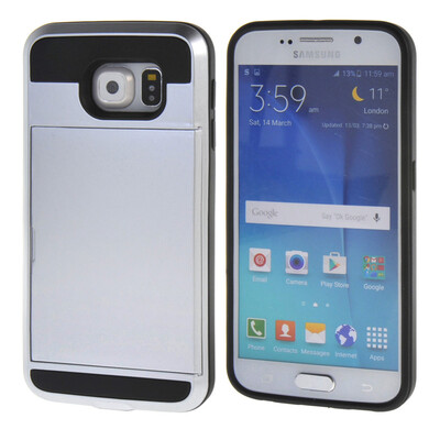 

MOONCASE ЧЕХОЛ ДЛЯ Samsung Galaxy S6 Soft Silicone Gel TPU Skin With Card Holder Protective Silver