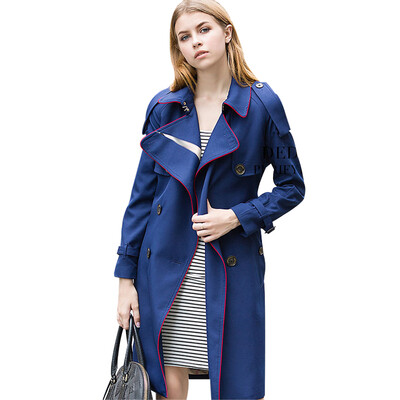 

BURDULLY Autumn European Style Womens High Quality Trench Coat Dark Blue Winter Outerwear Coats Inverno Para As Mulheres 2018