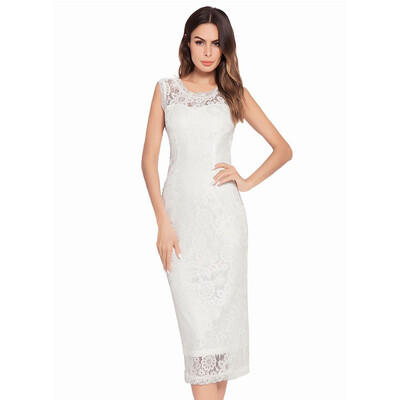 

New Womens Lace Sexy Summer Dress Floral Crochet Hollow Out Vestido Casual Backless Sheath Sleeveless Party Long Dresses