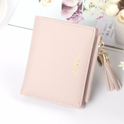 

Short wallet female fold simple Korean version thin style lovely zipper multi function student