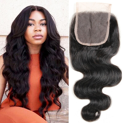 

Hot Sale Malaysian Body Wave Closure 44 Malaysian Lace Closure With Bleached Knots Cheap Closures With Free Shipping