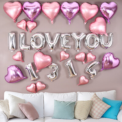 

Palace Kaoru Tanabata Romantic Proposal Marriage Wedding Wedding New Marriage Room Decoration Decorations Creative Letters Aluminum Film White Balloons Package Purple Romantic Love Package