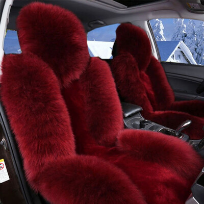 

KAWOSEN 1 pair 100 Australian Pure Natural Wool Seat Cover for Front Seat12 Colors Winter Car Cushion Front Vehicle Cover