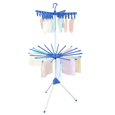 

Yipin home YIPIN 24 clip double folding towel rack umbrella rack baby diaper rack balcony outdoor drying rack hanger LS2020 double floor drying rack