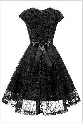 

Womens Vintage 1950s Short Sleeve A-Line Cocktail Party Swing Dress with Floral Lace Homecoming Dress