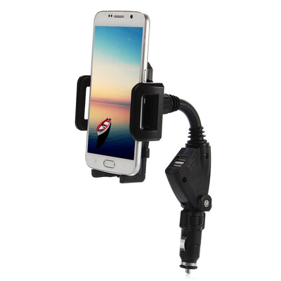 

Rotatable Dual USB Car Charger Phone Holder Mount 360 Degree Adjustable Dual US 2 in 1 car charger&holder Extendable holder