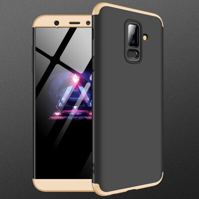 

MOONCASE Three-parts structure design Full Protection Hard Plastic Combination Case for Samsung Galaxy A6 Plus 2018 Black Gold