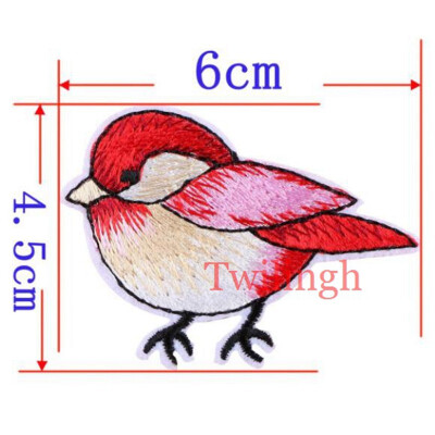 

1 Pcs Top New Brand Patches Bird Red Rose Flower Embroidered Patch DIY Iron On Sew On Fabric Repair Clothing For Wedding Patches