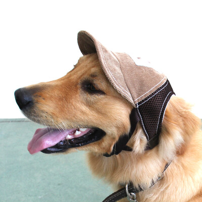

LetsKeep dog adjustable baseball cap for summer pet dog hat with ear holes Sun protection Pet Caps SML BrownBlue