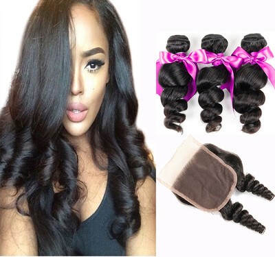 

Dream Like Brazilian Virgin Hair Loose Wave 3 Bundles with Closure Natural Color