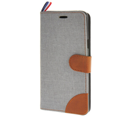 

MOONCASE Samsung Galaxy Note 5 Case Denim Leather Card Slot Flip Wallet Bracket Back Case Cover Grey