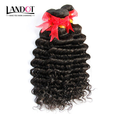 

9A Indian Deep Wave Curly Virgin Hair 100 Unprocessed Human Hair Weaves 4 Bundles Natural Black Color Indian Remy Hair Extensions