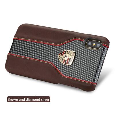 

LANGSIDI натуральный кожаный чехол для iPhone X Высокое качество Diamond Texture Car Logo Back Cover