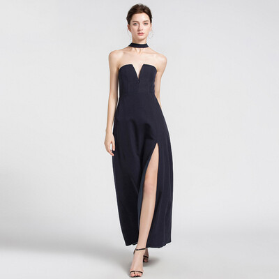 

Sexy Strapless Dress For Women Off Shoulder Slim High Split Maxi Dresses Summer Fashion Elegant Female Clothing