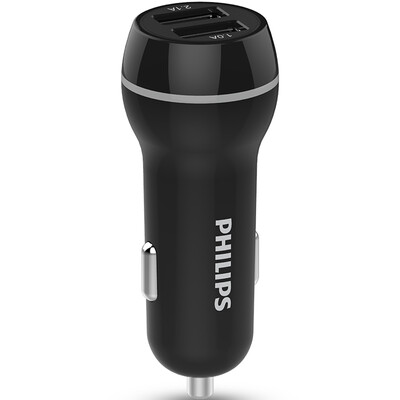 

Philips (PHILIPS) автомобильное зарядное устройство автомобильное зарядное устройство DLP2357 один с двумя круговых огнями 3.1A интеллектуальным быстрым зарядом черным
