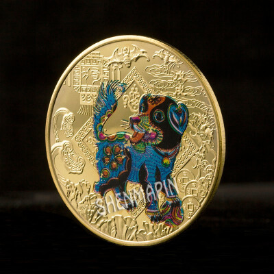 

Lucky dog commemorative coin Chinese characteristics lucky animal Goldsilver plated coin travel gifts