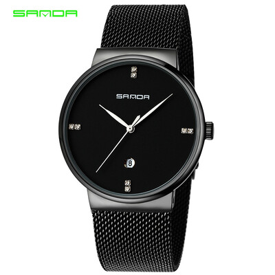 

SANDA Luxury Brand Men Watch Ultra Thin Stainless Steel Clock Male Quartz Sport Watch Men Waterproof Casual Wristwatch relogio