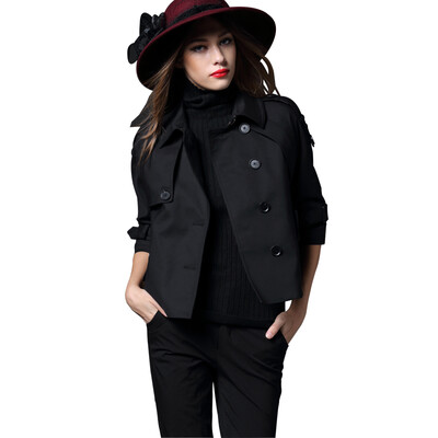 

2018 Spring Autumn Winter Big Size Short Trench Coat Outerwear Loose Bat Fifth Sleeve Overcoat Female Coat Designs High Quality