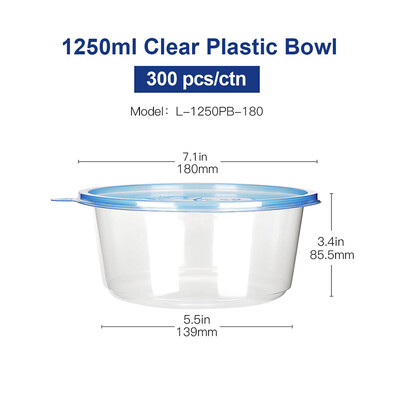 

OTOR Salad Bowl with Lid Take Away Plastic Food Container Clear Bowl Box for Fast Food Bento Microwaveable 180mm 300pcs