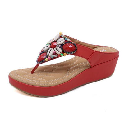 

2018 New Ethnic Style Sandals Bohemian Beads Wedges Large Size Sandals Sandals