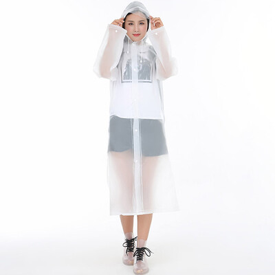 

Banjerni EVA long non-disposable hooded raincoat rain gear backpack thick poncho outdoor hiking travel non-disposable poncho men&women rain gear reusable white