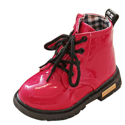 

boy girl unisex kid martin ankle snow boots miltary waterproof PU leather shoes