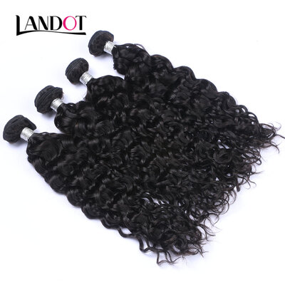

8A Malaysian Water Wave Virgin Hair Natural Black 100 Human Hair Weave 4 Bundles Malaysian Wet And Wavy Curly Remy Hair Extension