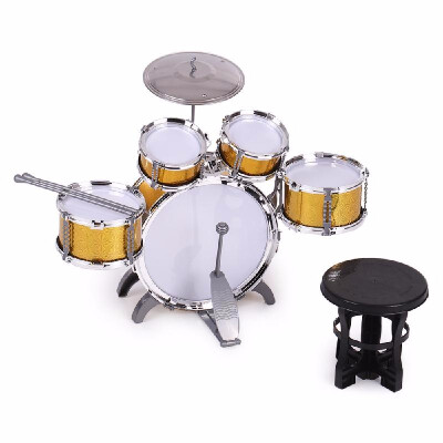 

ammoon Children Kids Drum Set Musical Instrument Toy 5 Drums with Small Cymbal Stool Drum Sticks for Boys Girls