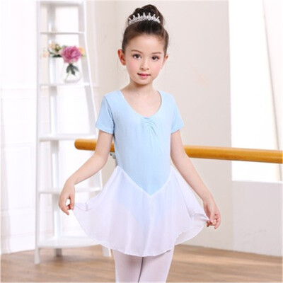 

Hot Sale Kids Dance Leotards Dress Ballet Gymnastics Dresses Girls Chiffon Lycra Cotton Ballet Dance Wear With Skirt