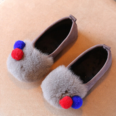 

New Fashion Rabbit Fur Girls Shoes Autumn Winter Kids Princess Slip On Casual Shoes Children Shoes for Girl