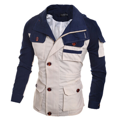 

Zogaa New Mens Jacket Zipper Fashion Slim Color Matching