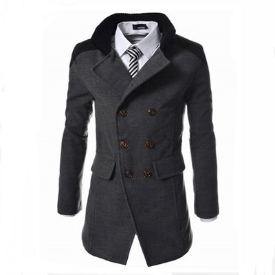 

Zogaa New Mens Wool Coat Double Wool Warm Stand Callar Double-breasted