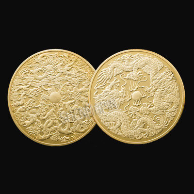 

Traditional Chinese double dragon play ball commemorates the Coin 40mm CopperGoldSilver Coins ttwin bliss good fortune