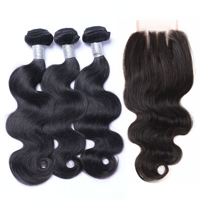 

8A Mongolian Virgin Hair Body Wave With Closure 3 Bundles Mongolian Remy Human Hair Weave And Lace Closure 4 Pcs Lot Natural Black