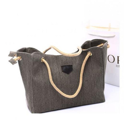 

SMOOZA high quality Fall 2018 new canvas handbag personality contracted large bag rope single shoulder bag women handbag big bag