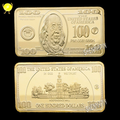 

3 pcslot American banknotes gold bar 9999 gold 1005001000 gold bars replica coins metal craft gifts coins collectibles