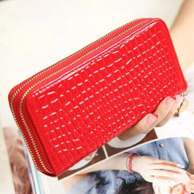 

2018 High Quality Black Purse Women Leather Purses Wallets Luxury Brand Wallet Double Zipper Day Clutch Coin Card Bag LB203