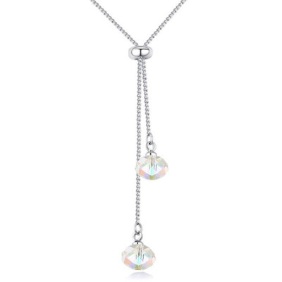 

Bohemian Long Drop Pendant Necklace Crystal From Austrian Elements Rhodium Plated Collares Women Summer Style Joyas 26001