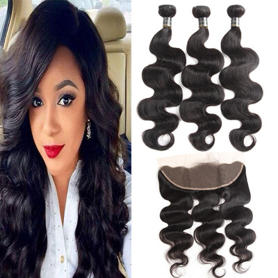 

Peruvian 3 Bundles Body Wave with Lace Frontal 13x4 Closure Free Part Peruvian Virgin Human Hair Weave Body Wave with Closure