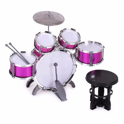 

ammoon Children Kids Drum Set Musical Instrument Toy 5 Drums with Small Cymbal Stool Drum Sticks for Boys Girls