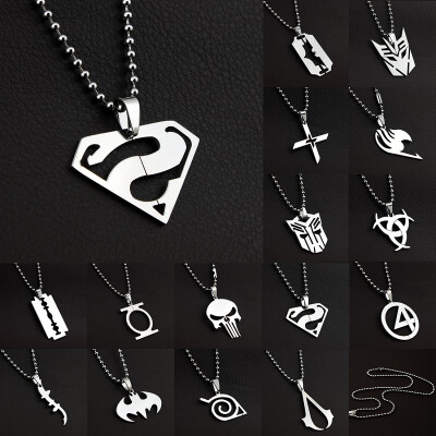 

Hot Anime Super Hero Charming Stainless Titanium Steel Sliver Pendants Necklace SUPERMAN