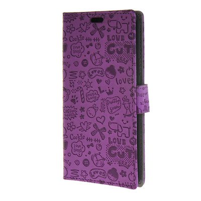 

MOONCASE Lovely pattern Leather Wallet Flip Card Slot Bracket Back чехол для Samsung Galaxy A8 Purple