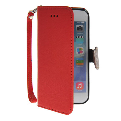

MOONCASE Litch Skin Leather Side Flip Wallet Card Slot Pouch Stand Shell Back ЧЕХОЛ ДЛЯ Apple iPhone 6 ( 4.7 inch ) Red