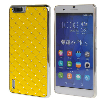 

MOONCASE Hard Luxury Chrome Rhinestone Bling Star Back Case Cover for Huawei Honor 6 Plus Yellow